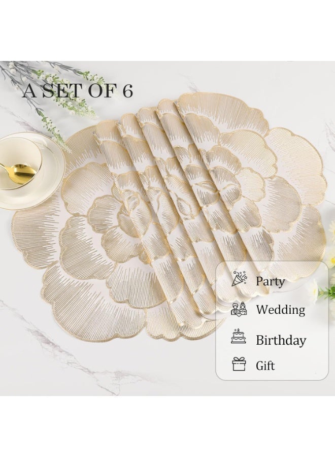 ChicAbode 6 قطع من أرضيات الطاولة المستديرة، أرضية طاولة مغطاة بالفيينيل الذهبي القابلة للتنظيف، لاستخدامها في طاولات الطعام، والاحتفالات الزفاف، وحفلات عيد الميلاد، متينة وسهلة التنظيف، مثالية للزخارف المنزلية ومركز الحدائق في المناسبات - Image 4